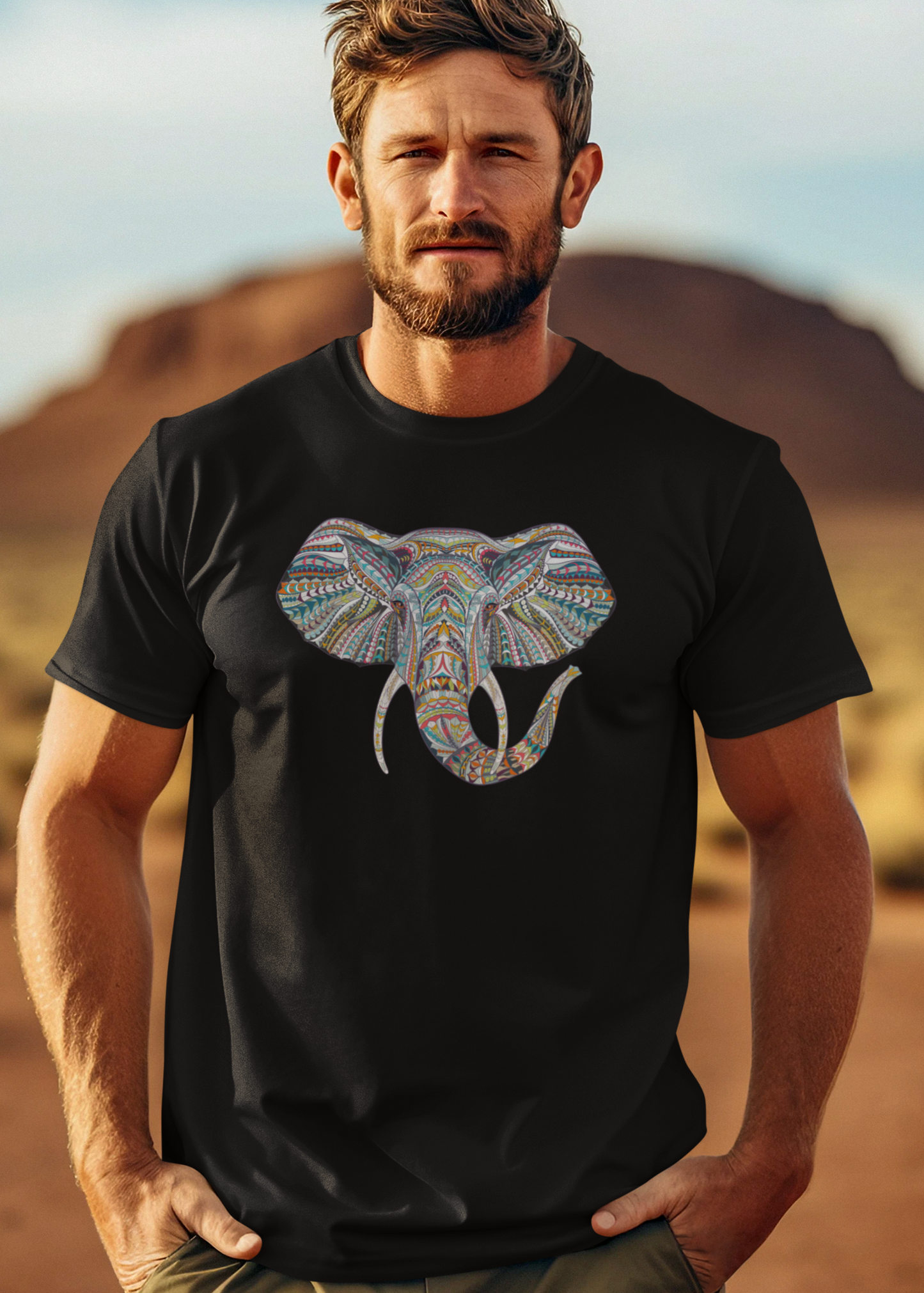 Bilkool Ethnic Elephant Cotton Half Sleeve T-Shirt