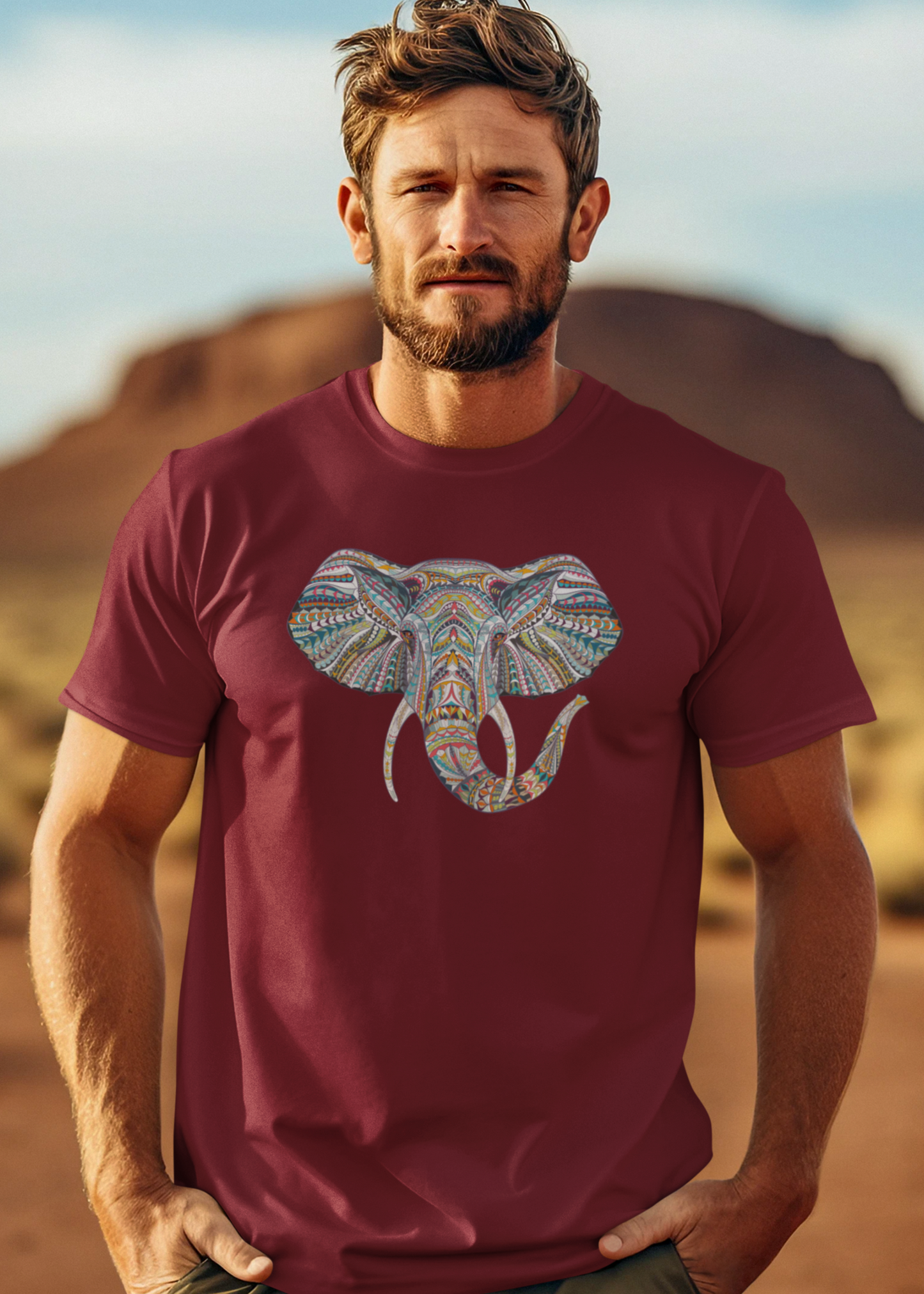 Bilkool Ethnic Elephant Cotton Half Sleeve T-Shirt