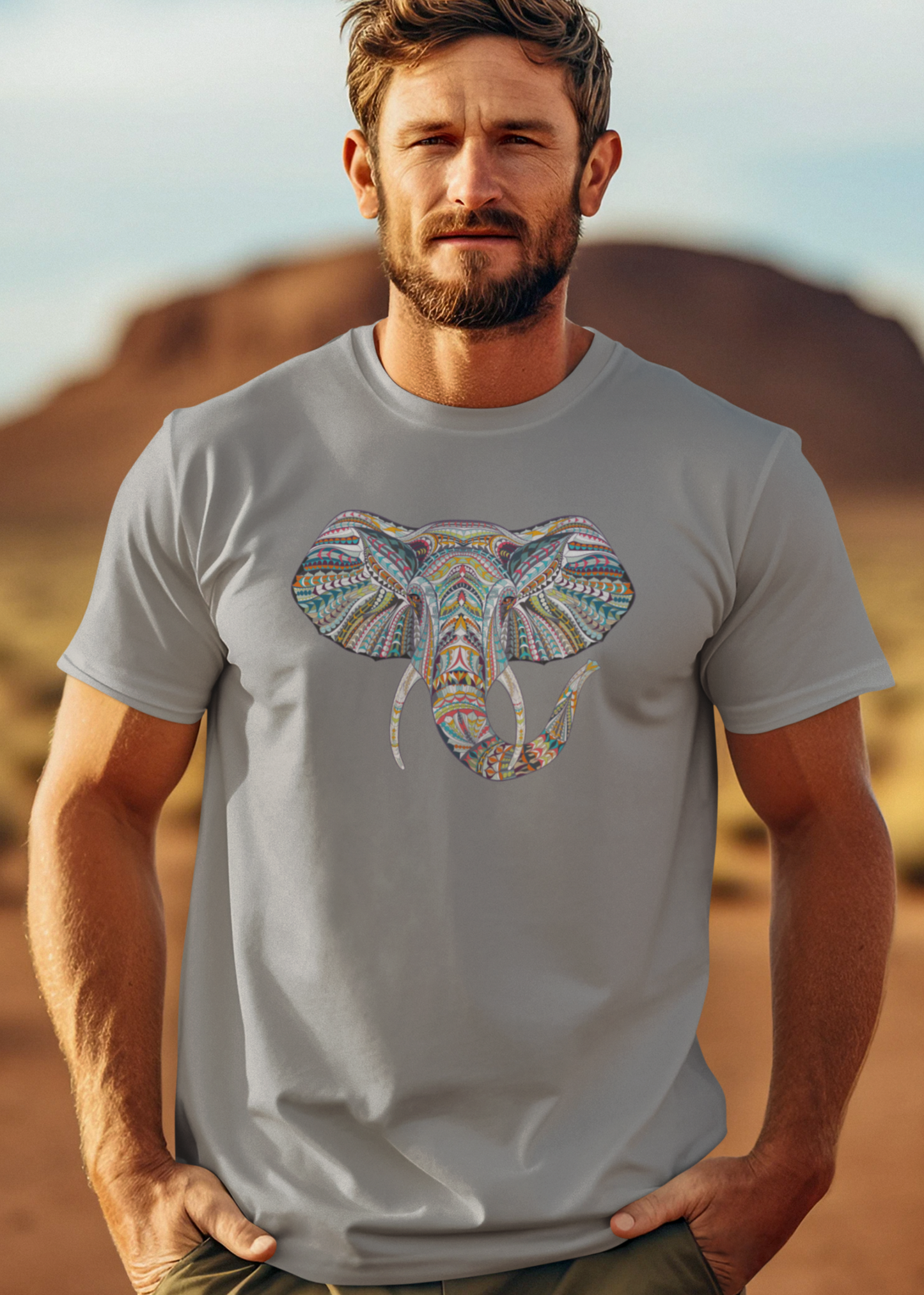 Bilkool Ethnic Elephant Cotton Half Sleeve T-Shirt