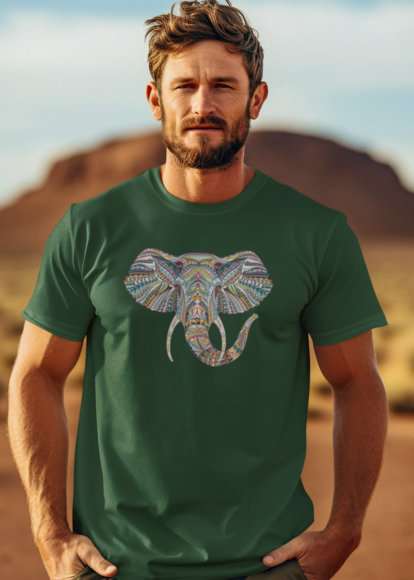 Bilkool Ethnic Elephant Cotton Half Sleeve T-Shirt