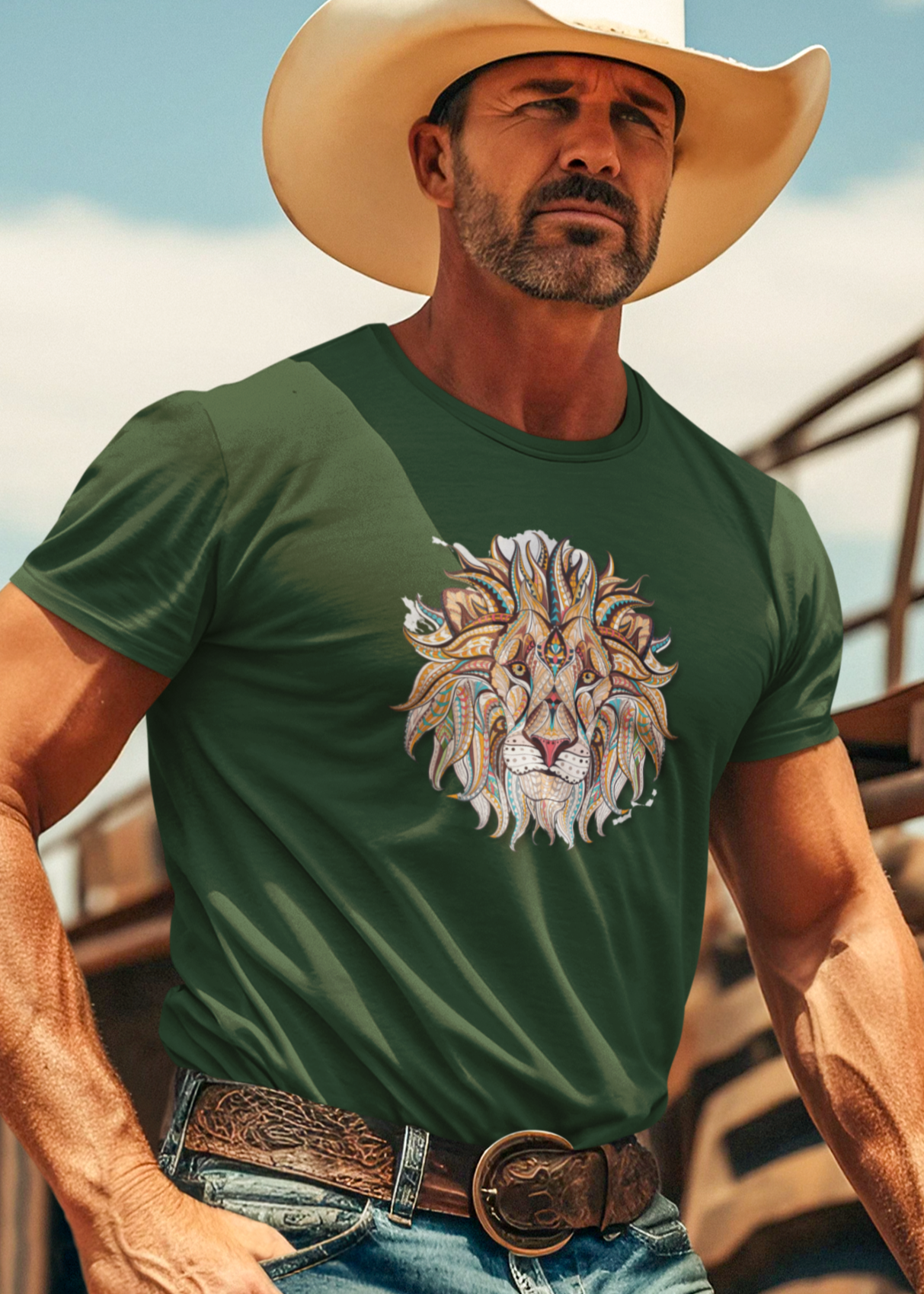 Bilkool Ethnic Lion Cotton Half Sleeve T-Shirt