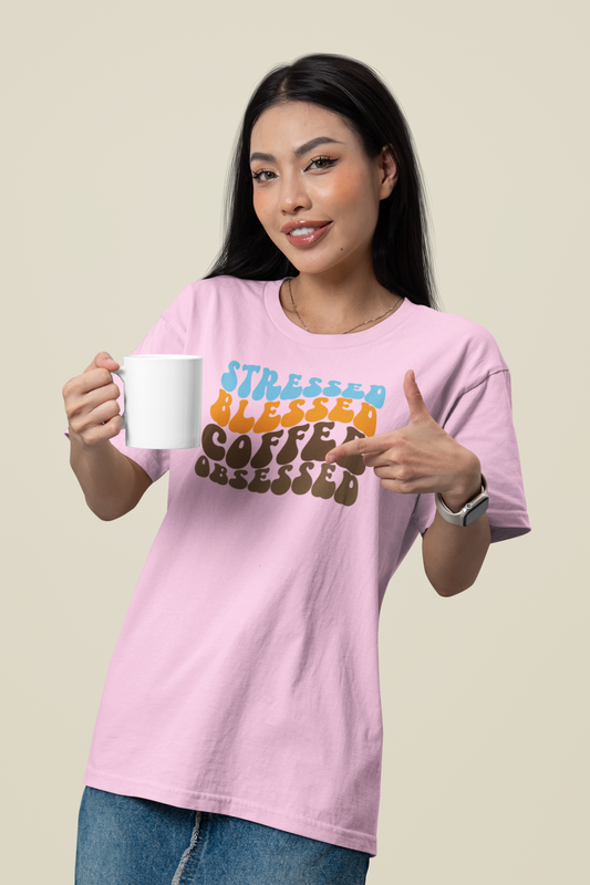 Bilkool Coffee Obsessed Cotton Half Sleeve T-Shirt for Women