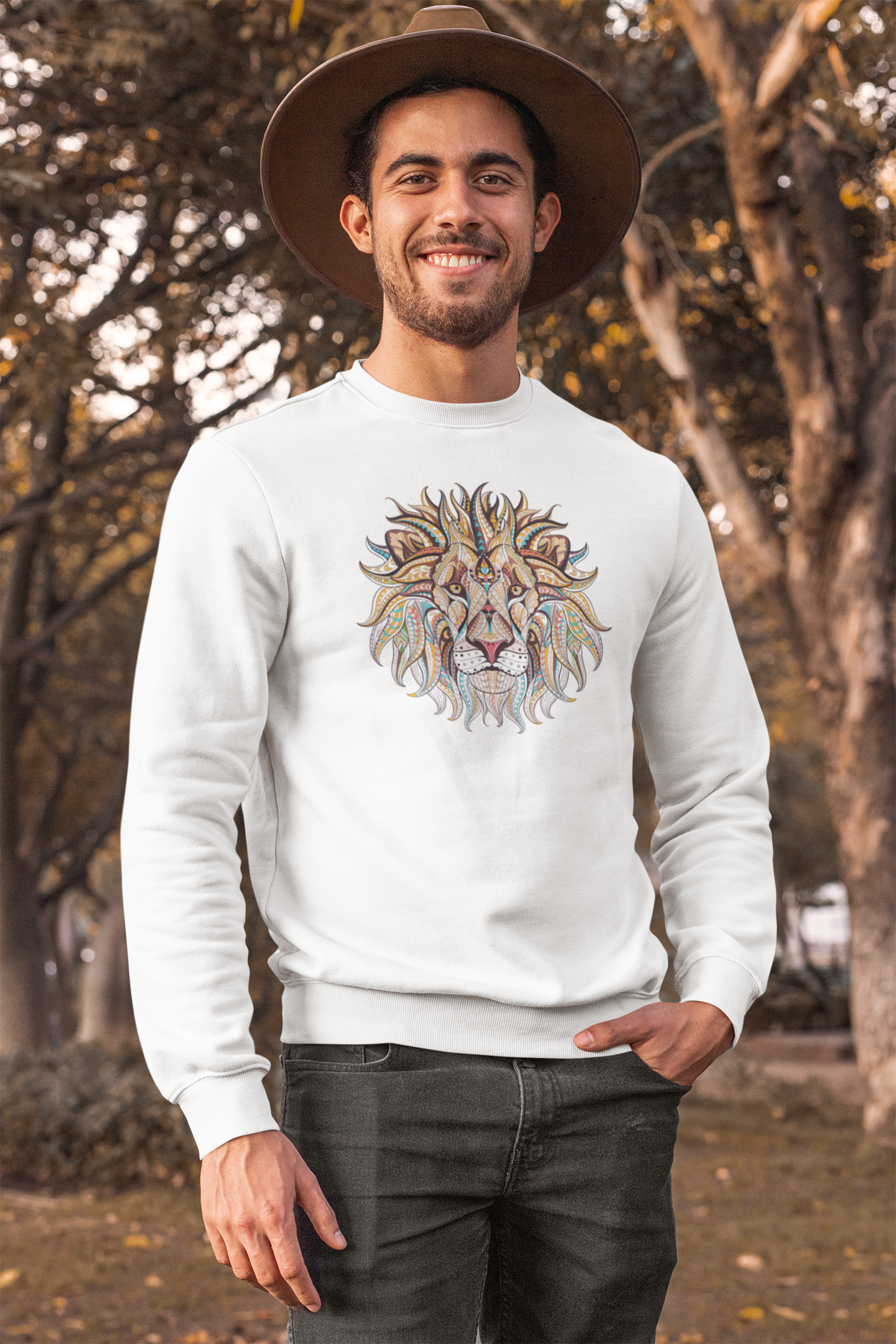 Bilkool Ethnic Lion Cotton Sweatshirt