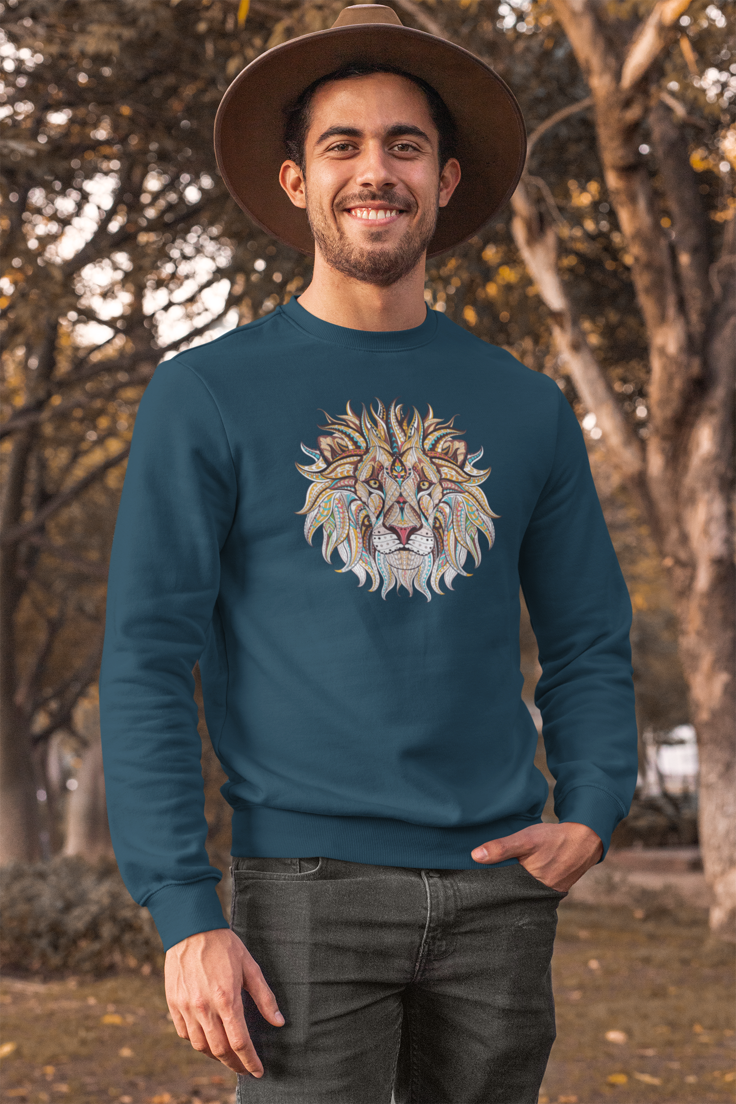 Bilkool Ethnic Lion Cotton Sweatshirt