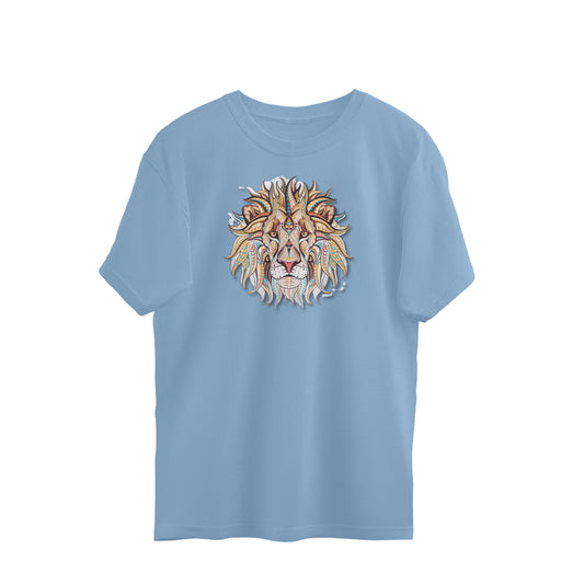 Bilkool Lion Ethnic Front Face Oversized T-Shirt