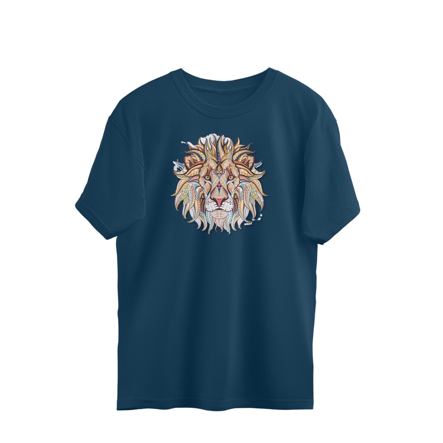 Bilkool Lion Ethnic Front Face Oversized T-Shirt