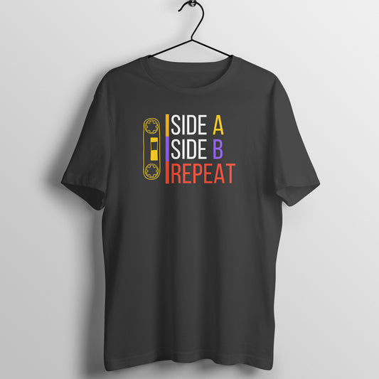 BILKOOL SIDE A & B REPEAT COTTON HALF SLEEVE T-SHIRT