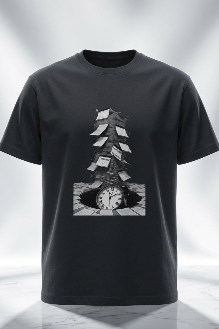 Collapsing Tower Cotton Oversized Half Sleeve T-Shirt