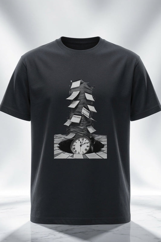Collapsing Tower Cotton Oversized Half Sleeve T-Shirt