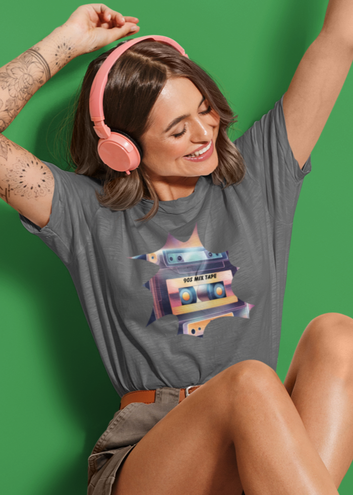 Bilkool Mix Tape at Heart Cotton Half Sleeve T-Shirt