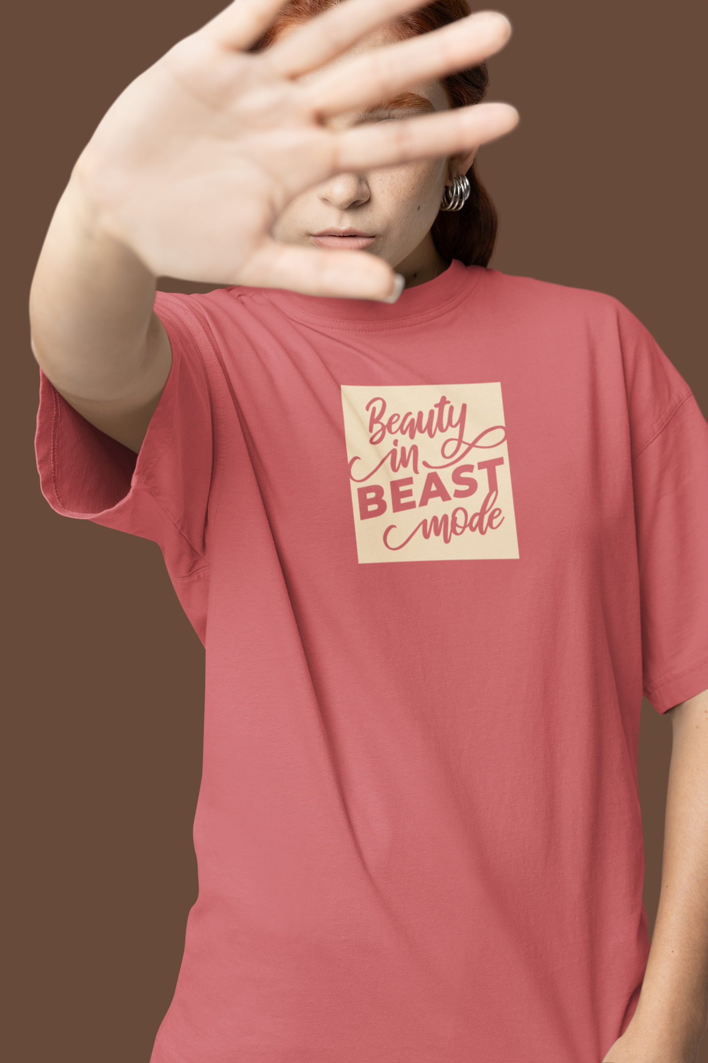 Bilkool Beauty in Beast Mode Oversized T-Shirt Design for Women