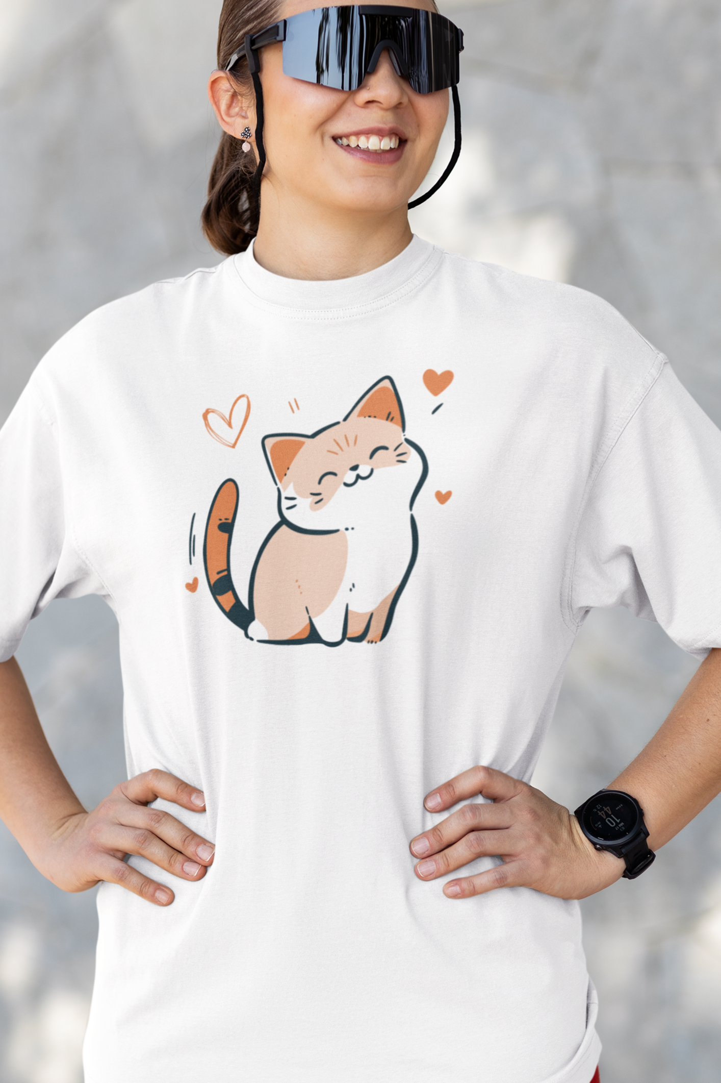 Bilkool Cat Love Oversized T-Shirt for Women