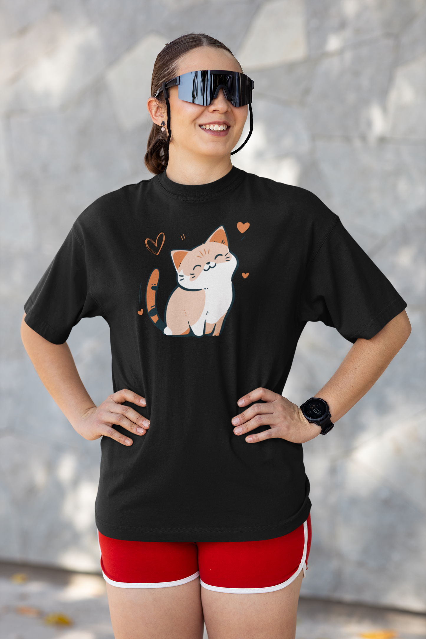 Bilkool Cat Love Oversized T-Shirt for Women