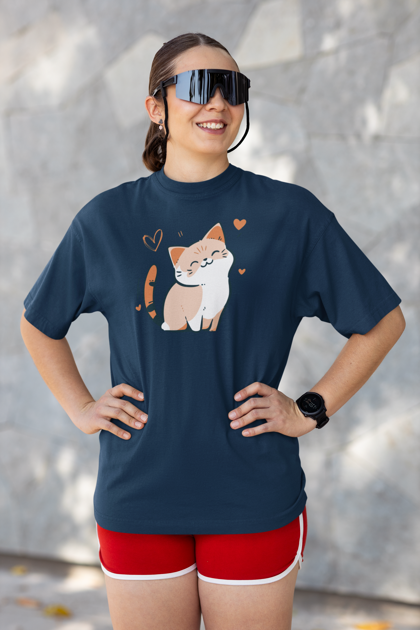 Bilkool Cat Love Oversized T-Shirt for Women