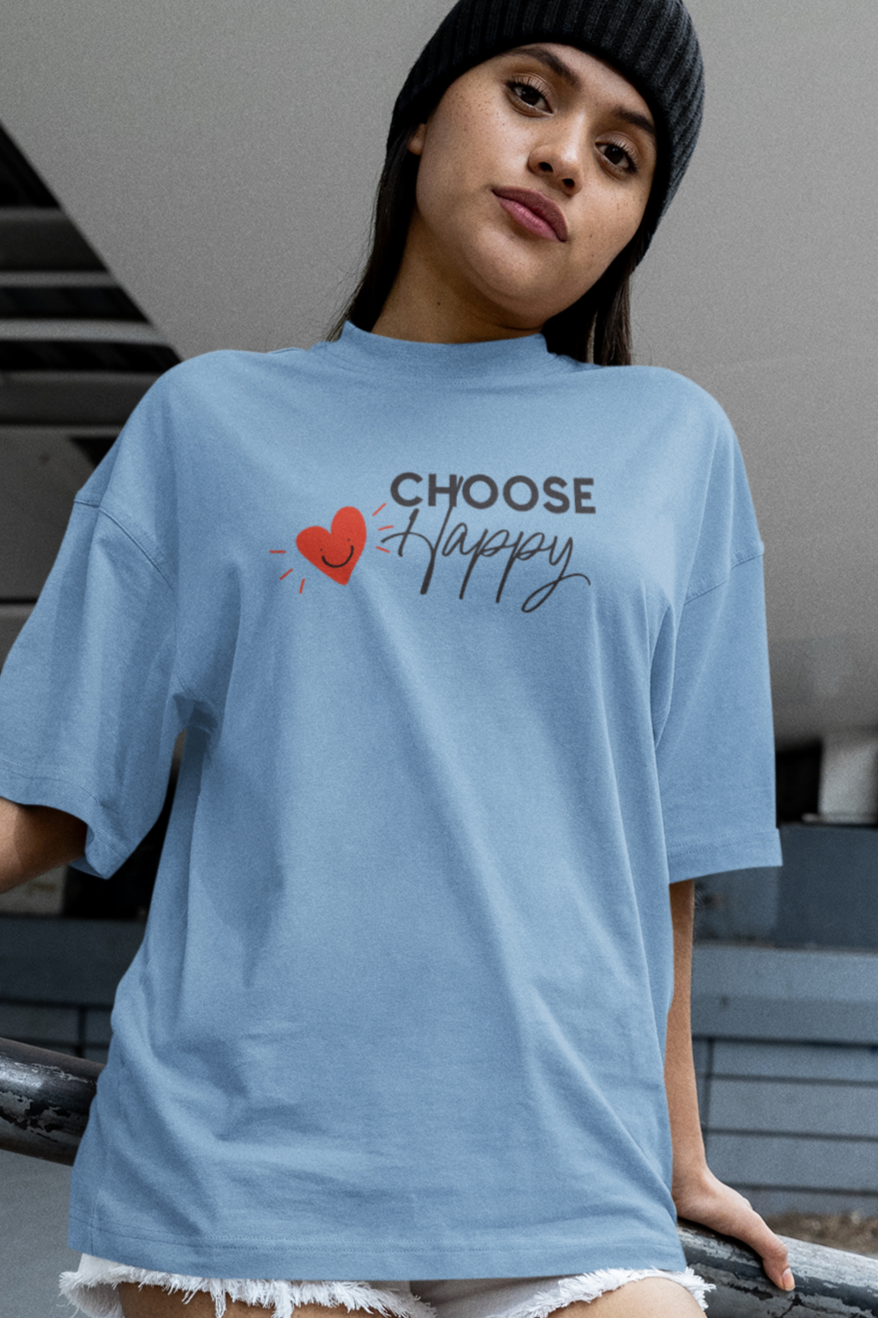 Bilkool Choose Happy Oversized T-Shirt for Women