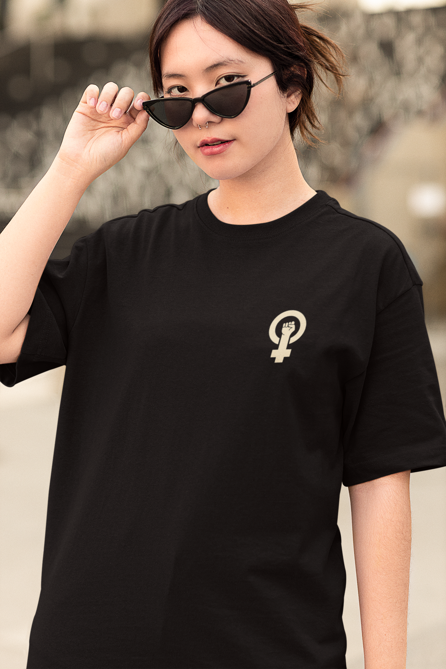 Bilkool Cat Girl Oversized T-Shirt for Women