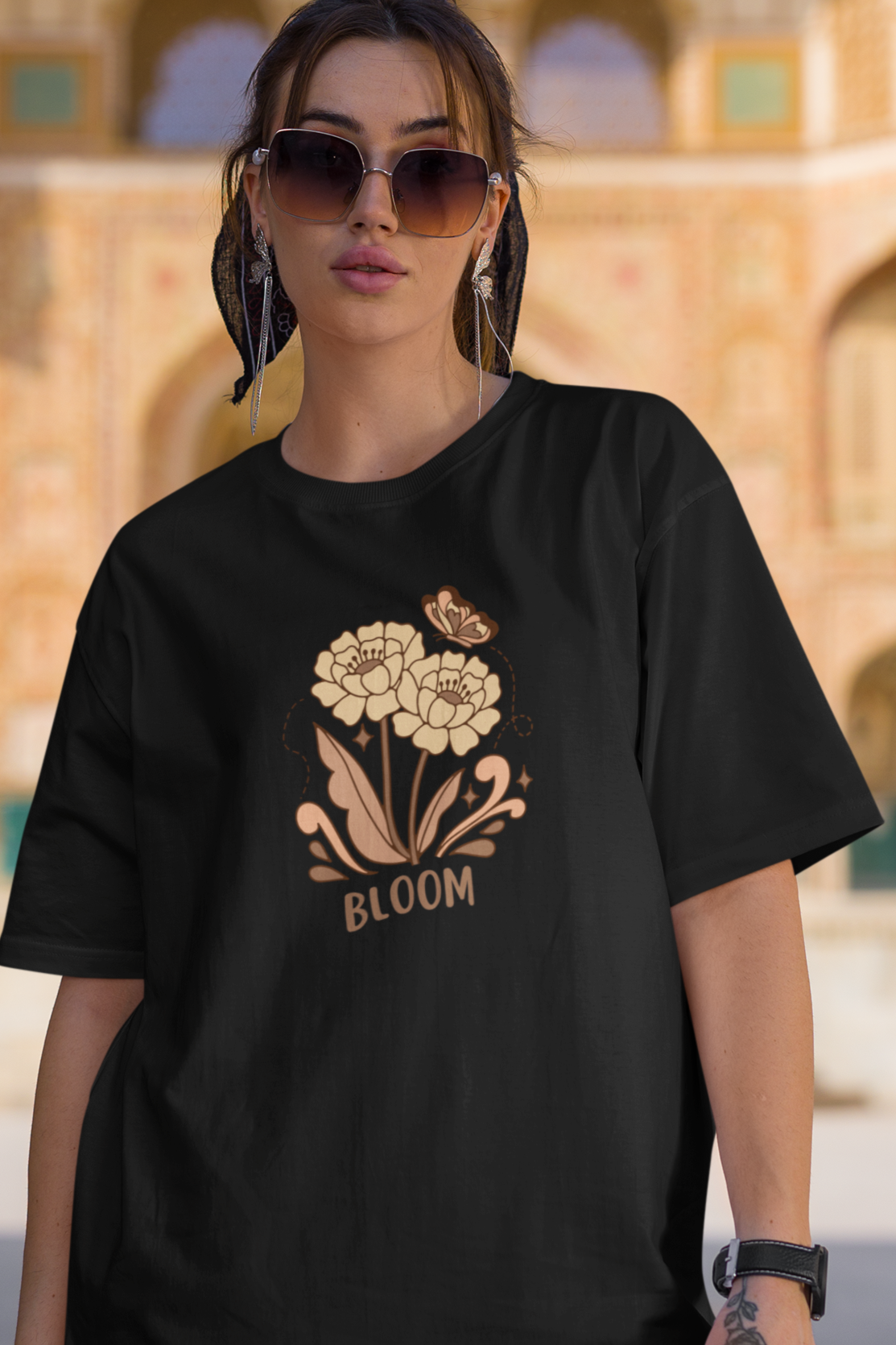 Bilkool Flower's Bloom Oversized T-Shirt for Women