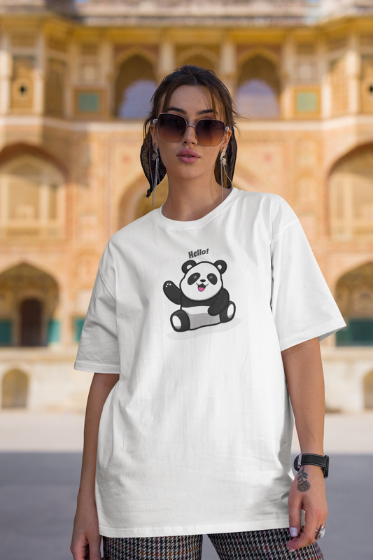 Bilkool Panda Oversized T-Shirt for Women