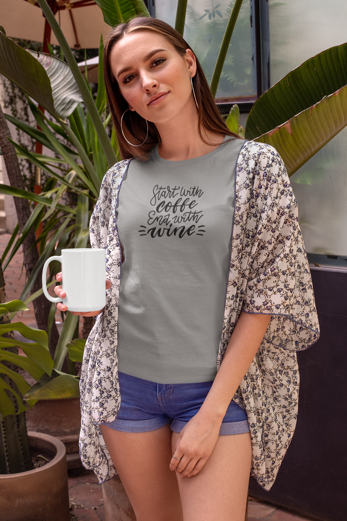 Bilkool Coffee Then Wine Cotton Half Sleeve T-Shirt for Women