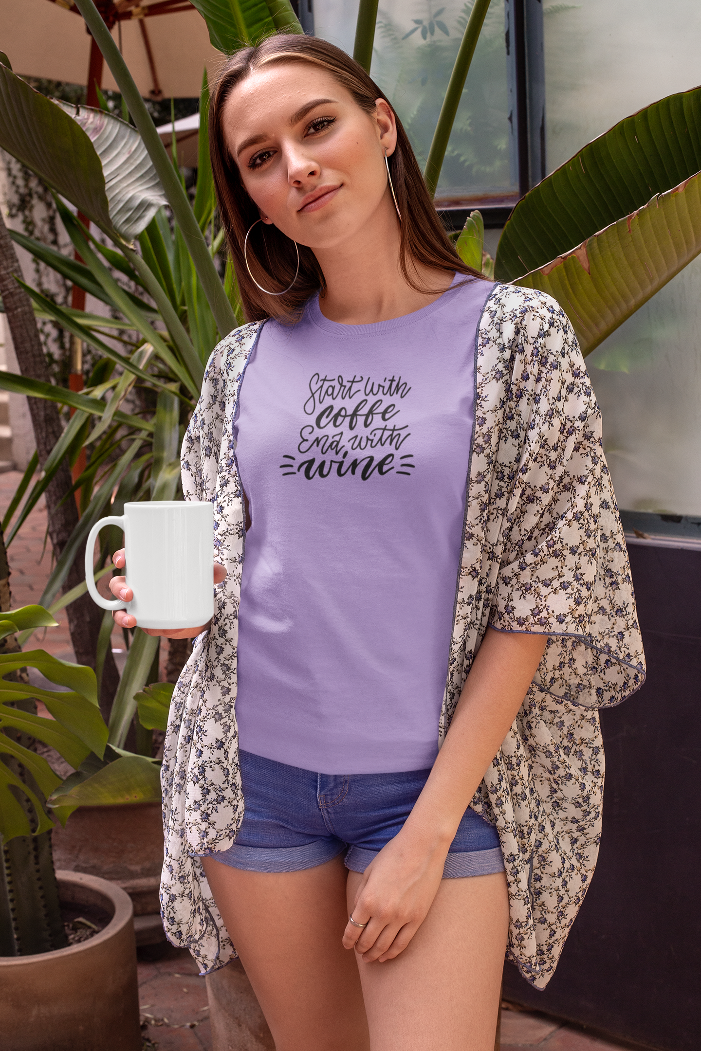 Bilkool Coffee Then Wine Cotton Half Sleeve T-Shirt for Women