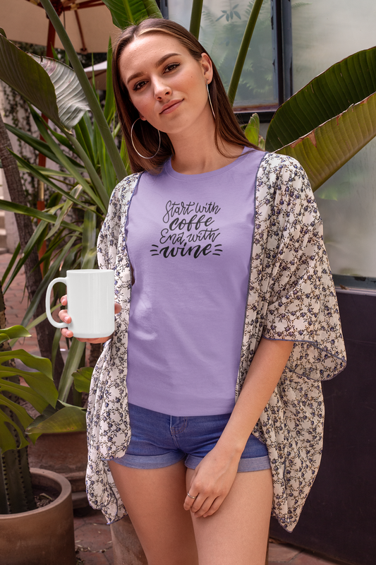 Bilkool Coffee Then Wine Cotton Half Sleeve T-Shirt for Women