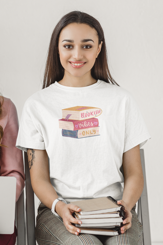 Bilkool Bookish Vibes Cotton Half Sleeve T-Shirt for Women