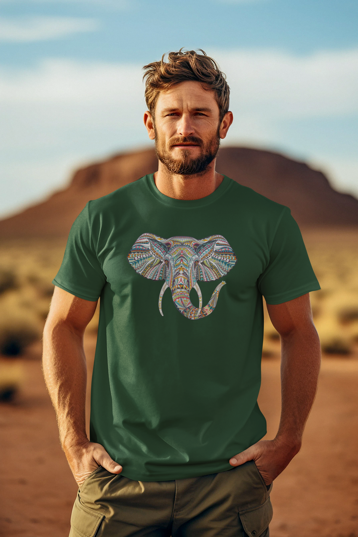 Bilkool Ethnic Elephant Cotton Half Sleeve T-Shirt
